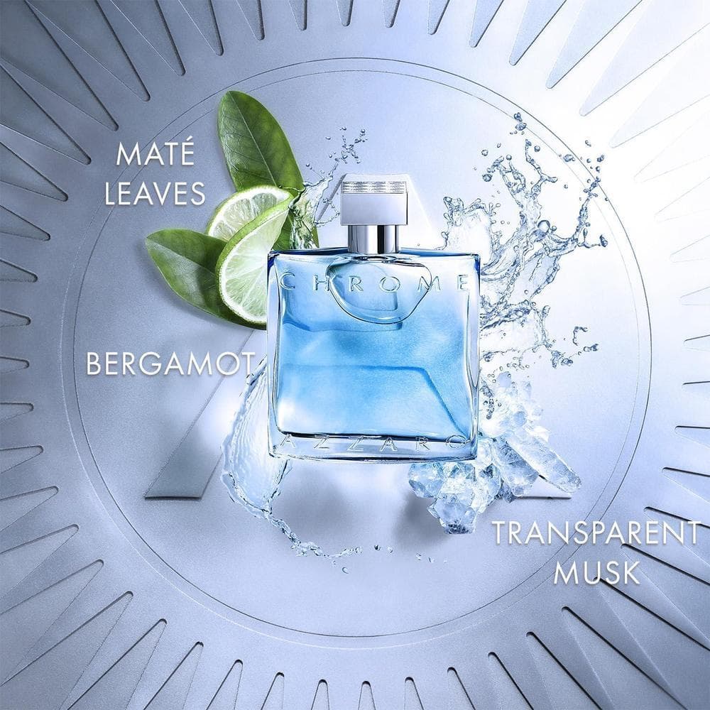 Azzaro Chrome Eau de Toilette Fresh Aquatic Mens Cologne