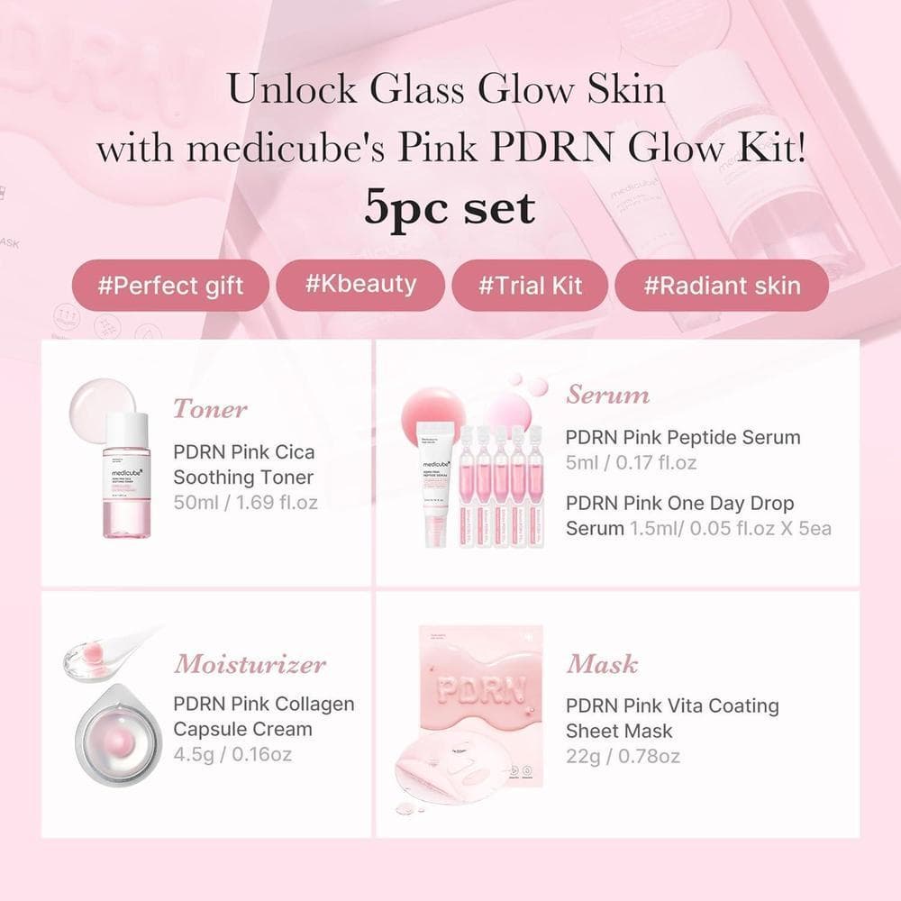 Medicube Kit de ADN de Salmón PDRN: Cuidado de la piel con tónico, suero y mascarilla para hidratar y reafirmar