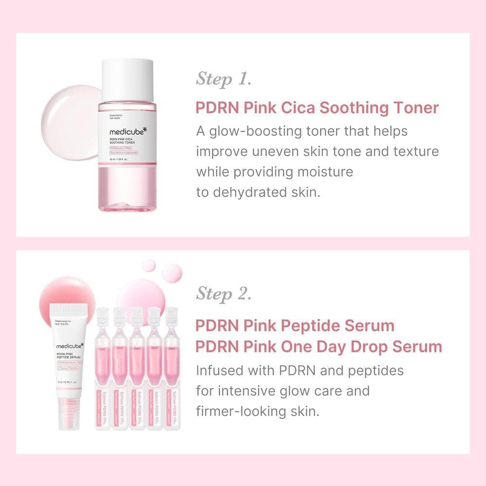 Medicube Kit de ADN de Salmón PDRN: Cuidado de la piel con tónico, suero y mascarilla para hidratar y reafirmar