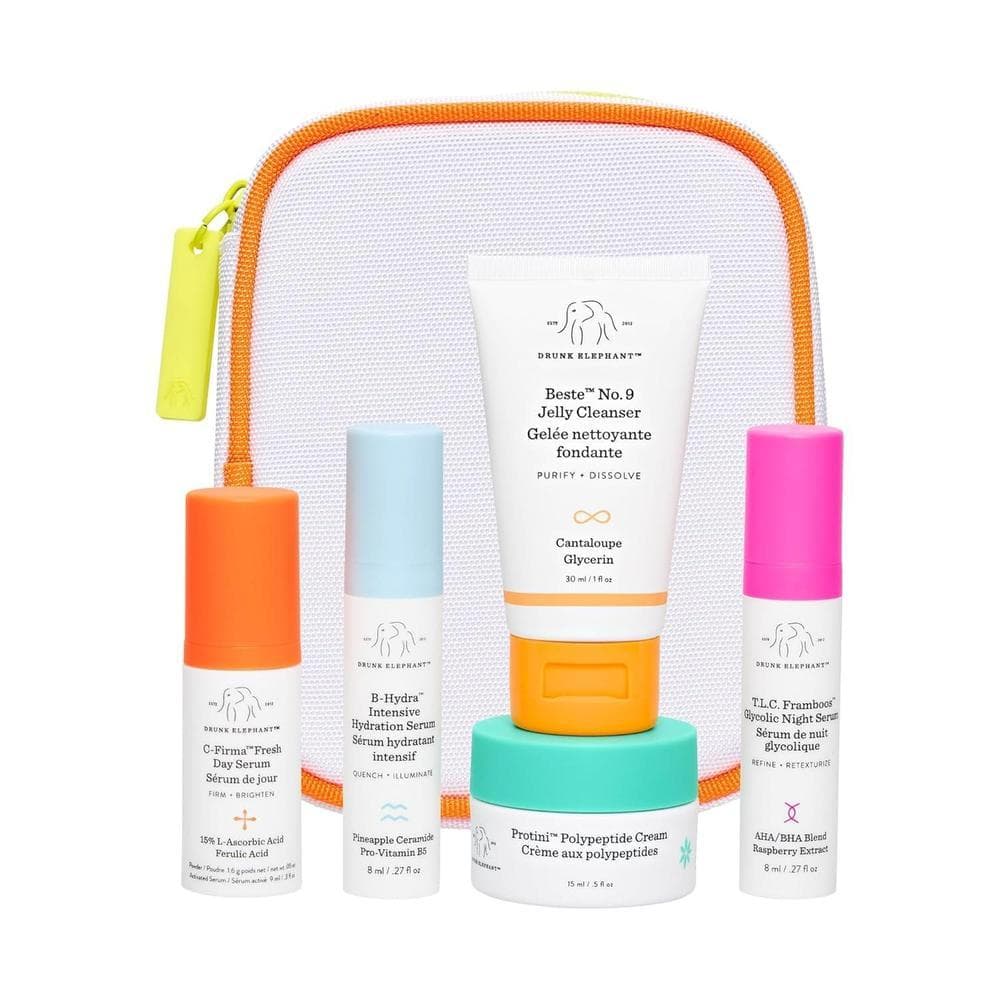 Drunk Elephant The Littles Kit: 5 esenciales AM y PM de viaje, cuidado clínico limpio y libre de crueldad