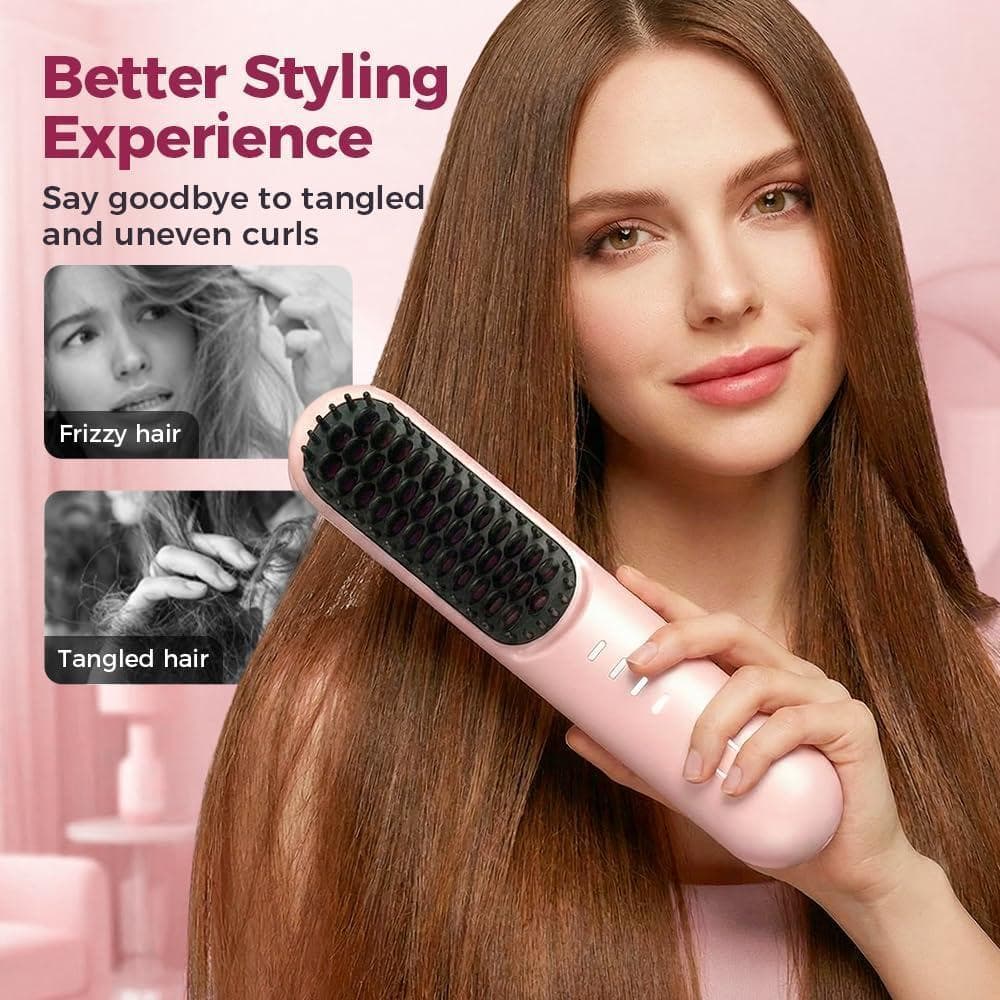 Go Brush - Pro inalámbrico con calor rápido, 3 ajustes de temperatura, cuidado iónico y cerámico, USB-C recargable