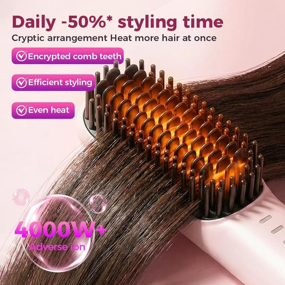 Go Brush - Pro inalámbrico con calor rápido, 3 ajustes de temperatura, cuidado iónico y cerámico, USB-C recargable