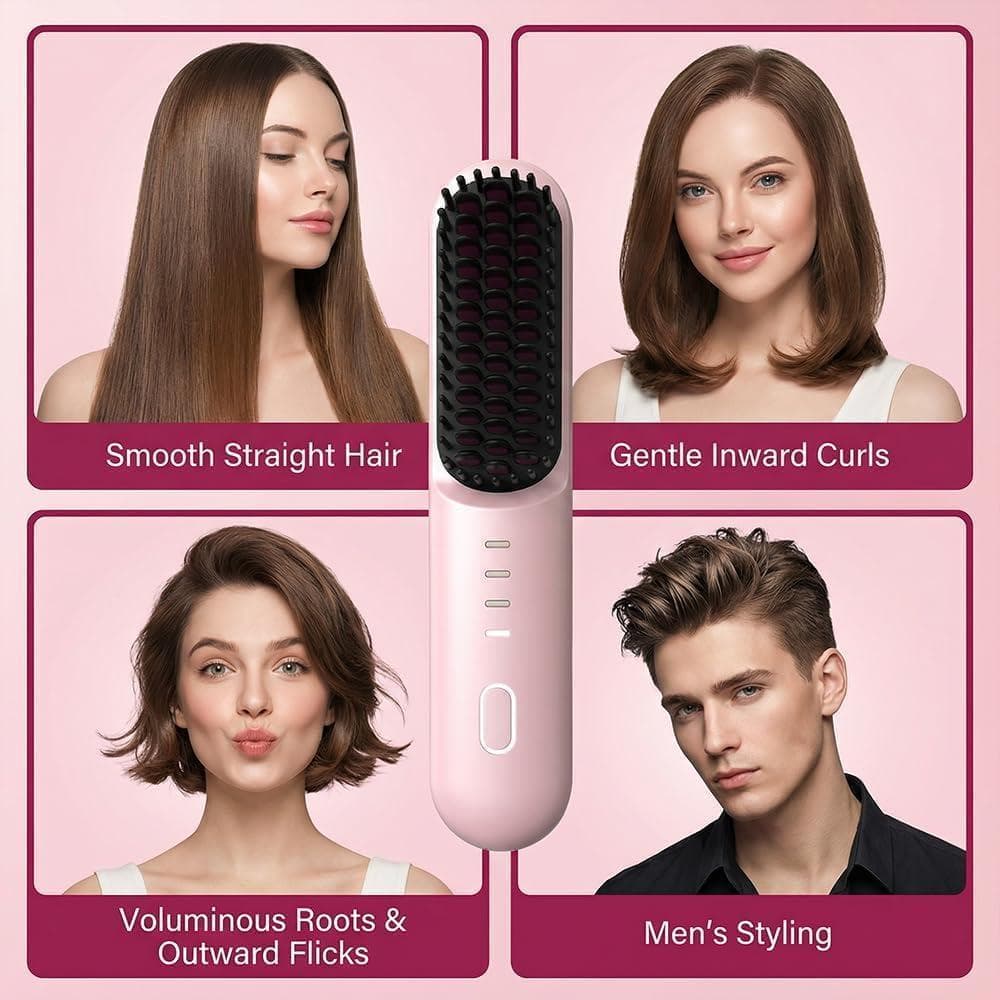 Go Brush - Pro inalámbrico con calor rápido, 3 ajustes de temperatura, cuidado iónico y cerámico, USB-C recargable