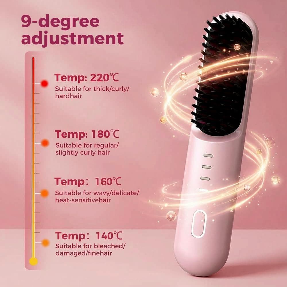 Go Brush - Pro inalámbrico con calor rápido, 3 ajustes de temperatura, cuidado iónico y cerámico, USB-C recargable